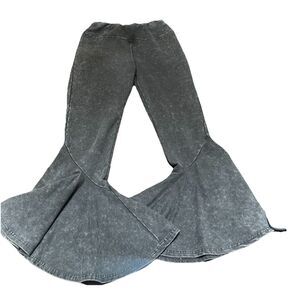 Earthbound Trading Co Flower Child Mineral Wash Boho Flare Pants Size Large Bell